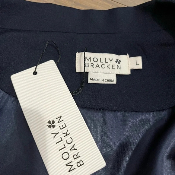 NWT! Molly Bracken ladies woven Blazer. Navy blue size large - Picture 4 of 7